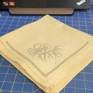 Vintage Cream and Gray Leaves Leaf 16" Cloth Napkins Set of 8